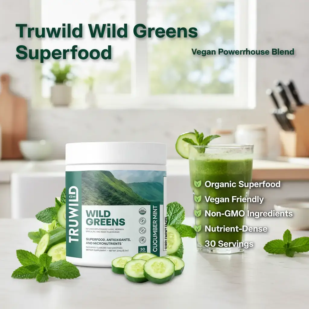 TRUWILD Wild Greens Organic Superfood Powder 30 Servings Vegan Non-GMO Plant-Based Nutrient-Dense Superfood summervibes