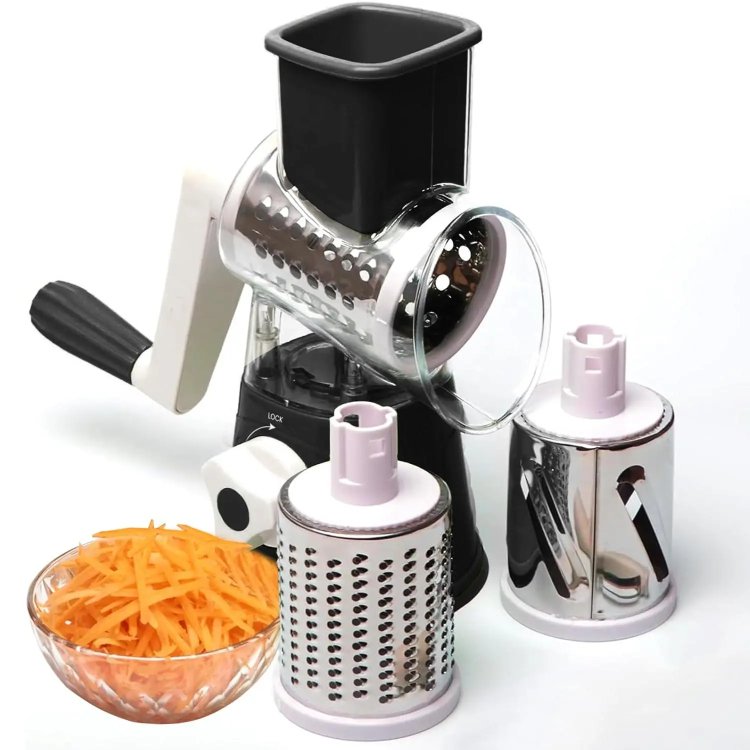 Rotary Vegetable Chopper, Multifunctional Vegetable Cutter with 3 Blades, Vegetable Slicer, Manual Cheese Grater, Potato Shredders, Kitchen Gadgets