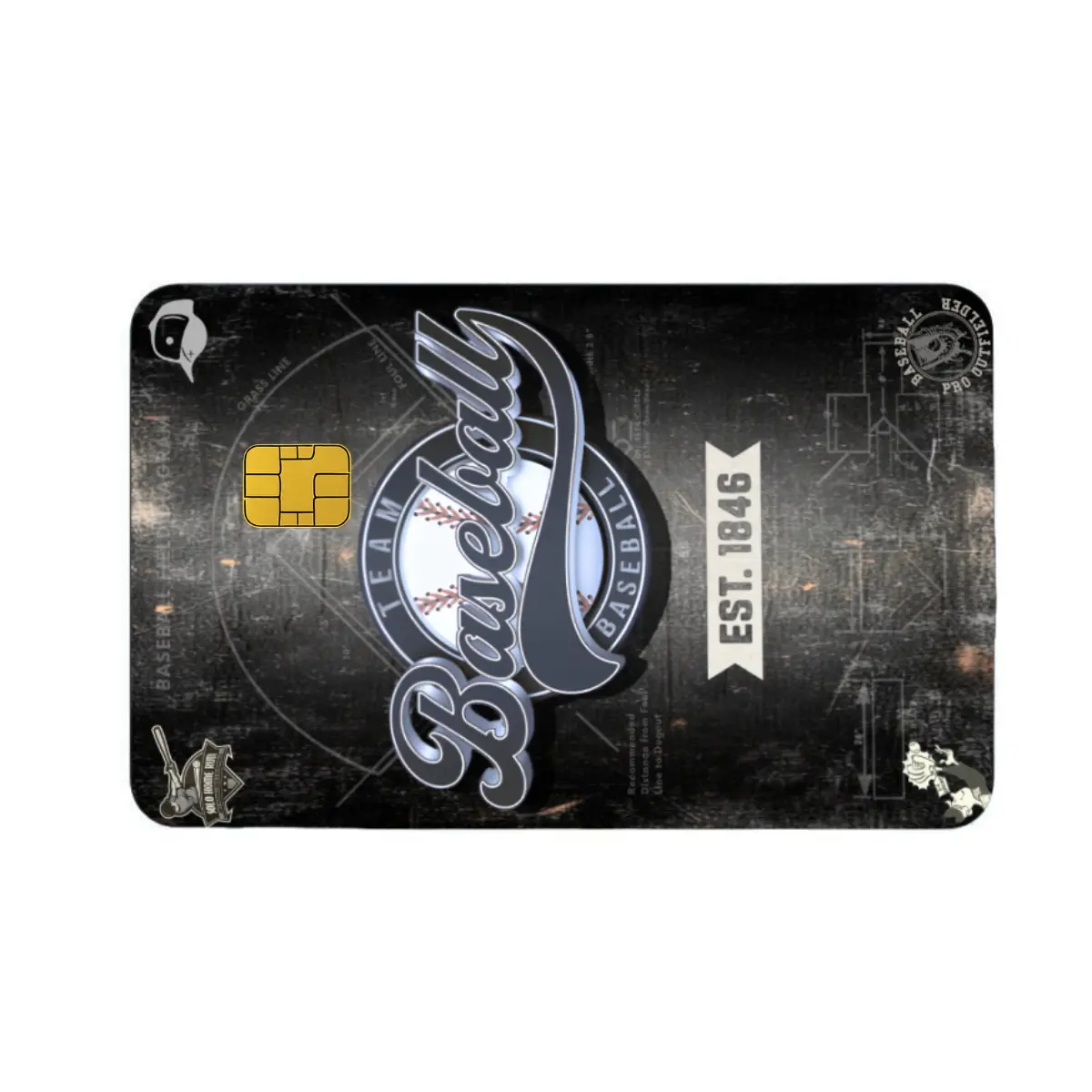 Vintage Ballpark Baseball Aesthetic Vinyl Card Stickers - 3.37 x 2.13 in, Custom Fit for Credit/Debit Cards, Sports-Themed Decor for Baseball Lovers, Adds Custom Look to Wallets, Classic