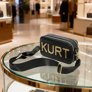 Fashion letter small square bag pu texture double compartment broadband commuter bag light luxury messenger camera bag