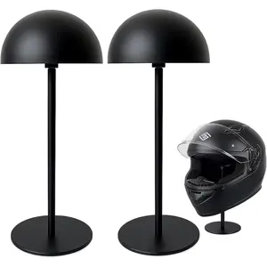 Metal Helmet Stand Set, 360-Degree Rotatable, Smooth Multifunctional Storage & Display Organiser with 1 Halfball for Motorcycle Headgear, Garage Decoration