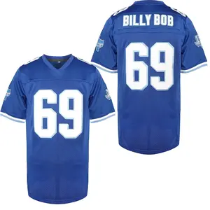#69 BillyBob Embroidery Men's Solid Short Sleeve Loose V-neck American Football Jersey, Outdoor Rugby Jersey For Team TrainingRAIMENTRY