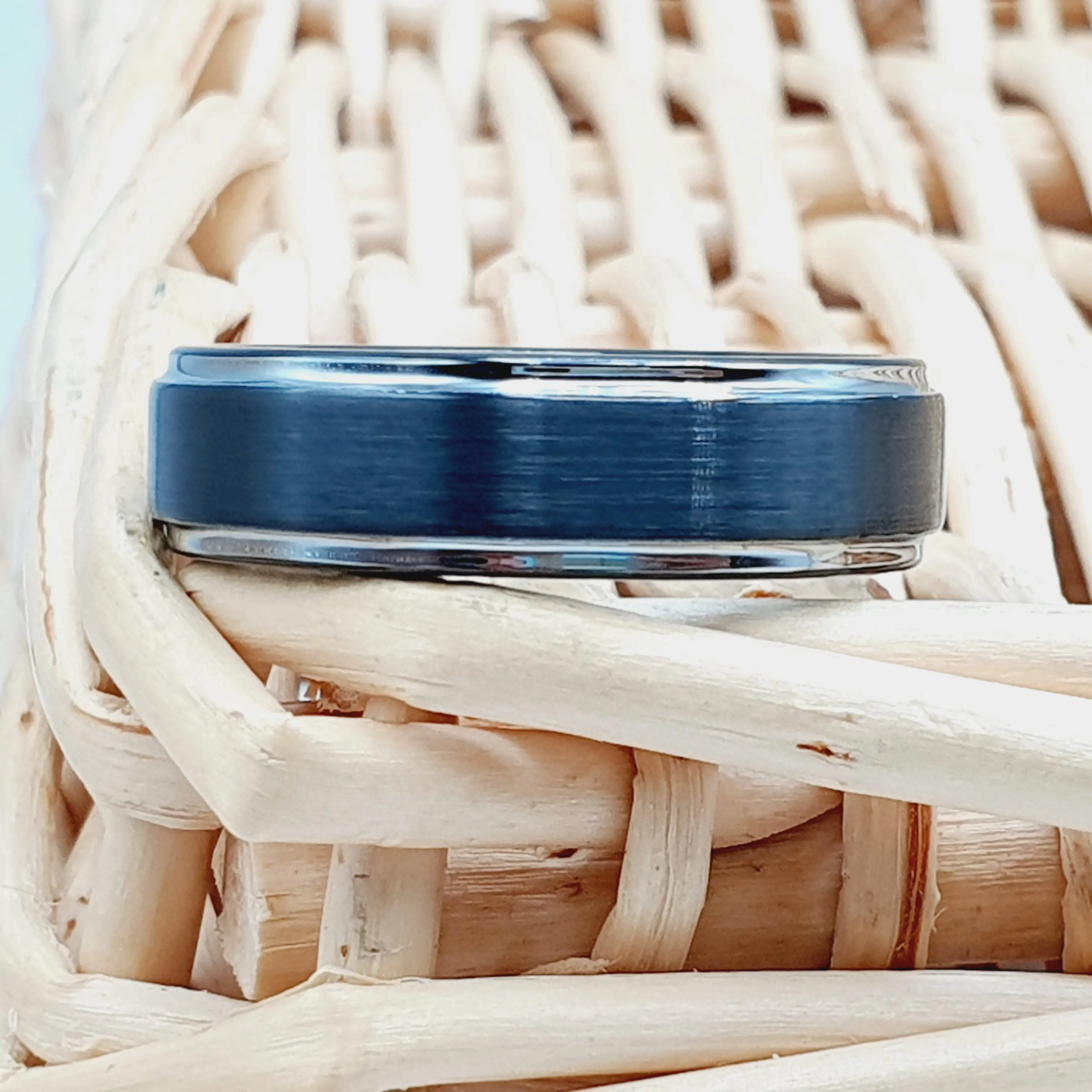 His And Her Wedding Ring Men Tungsten Two-Tone Wedding Band Grooved Ring Black Silvetone Engagement Band