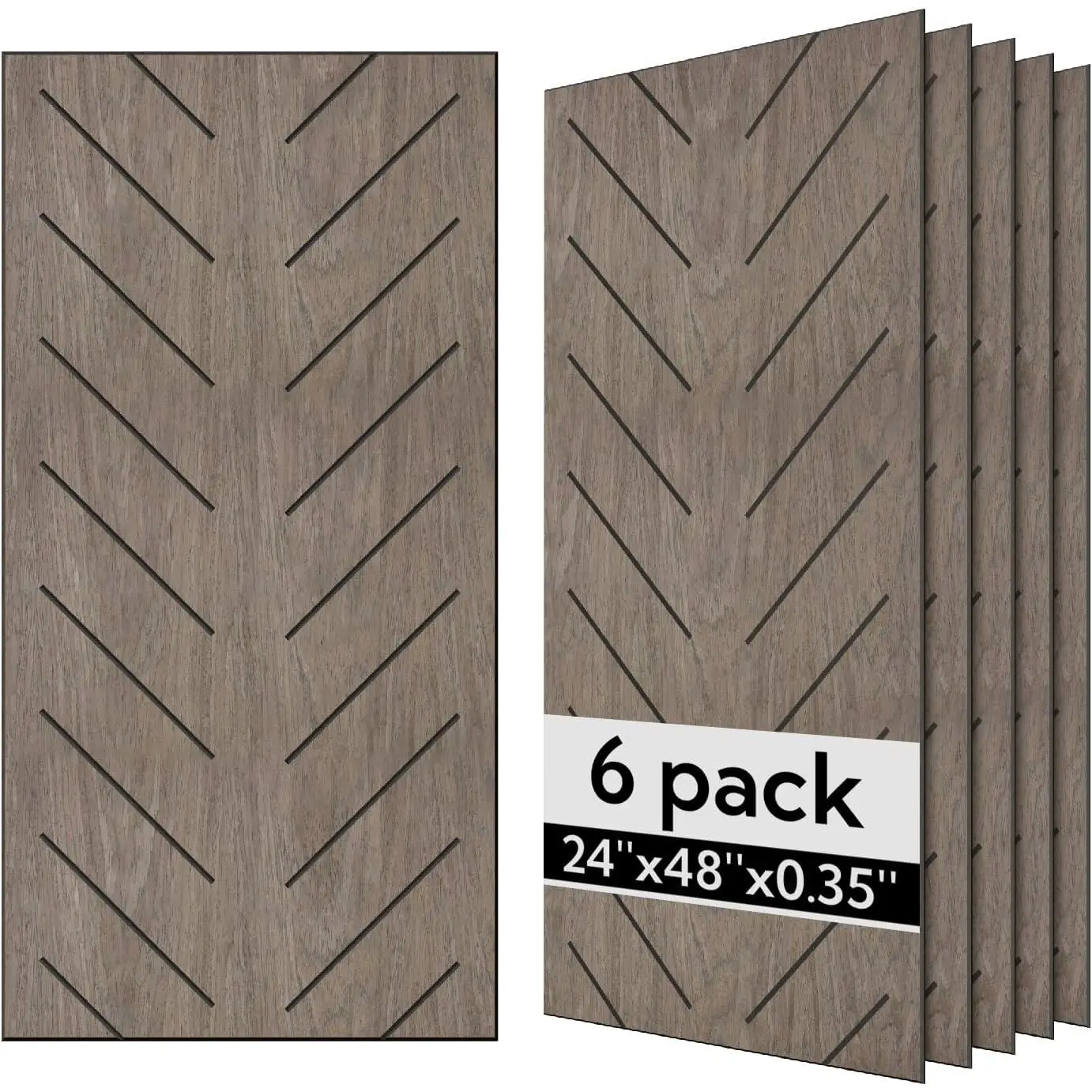 Olanglab Wood Slat Acoustic Wall Panels, 6-Pack 24inX48in Sound Absorbing Panels for Noise Reduction, Chevron Design (Home Improvement Building Supplies), Wood Slat Panels