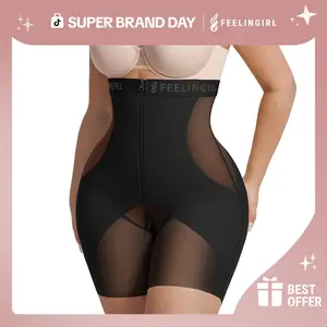 FeelinGirl Shapewear for Women Tummy Control Fajas Body Shaper Girdles High Waisted Butt Lifting Shapewear Shorts Khaki