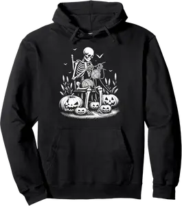 Funny Skeleton Crochet Knitting Quilting Knitter Womens Mens Pullover Hoodie - Kadondaxe Shop 98B0D9MKD453