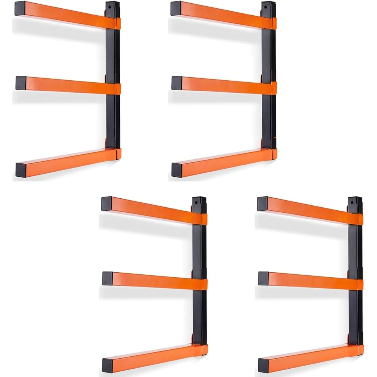 Lumber Storage Rack Wall Mount (4-Pack) - Space-Saving Heavy Duty Garage Organizer, Indoor/Outdoor Use for Workshop, Shed, Timber, Pipes & Ski, Storage Racks