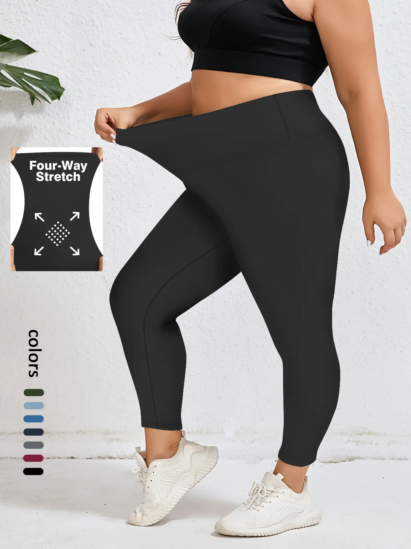 Women's Plus Size Fitted Leggings, High Waisted Sportswear, Soft Stretchable Fabric Exercise Running Leggings, Casual Sporty Base Layer Pants, High Waists Leggings, Multiple Colors Available