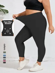 Women's High Waist Tight-Fit Leggings, Plus Size Sporty Base Layer Pants, Seamless Fitness Leggings, Soft Stretchable Fabric, Multiple Colors Available