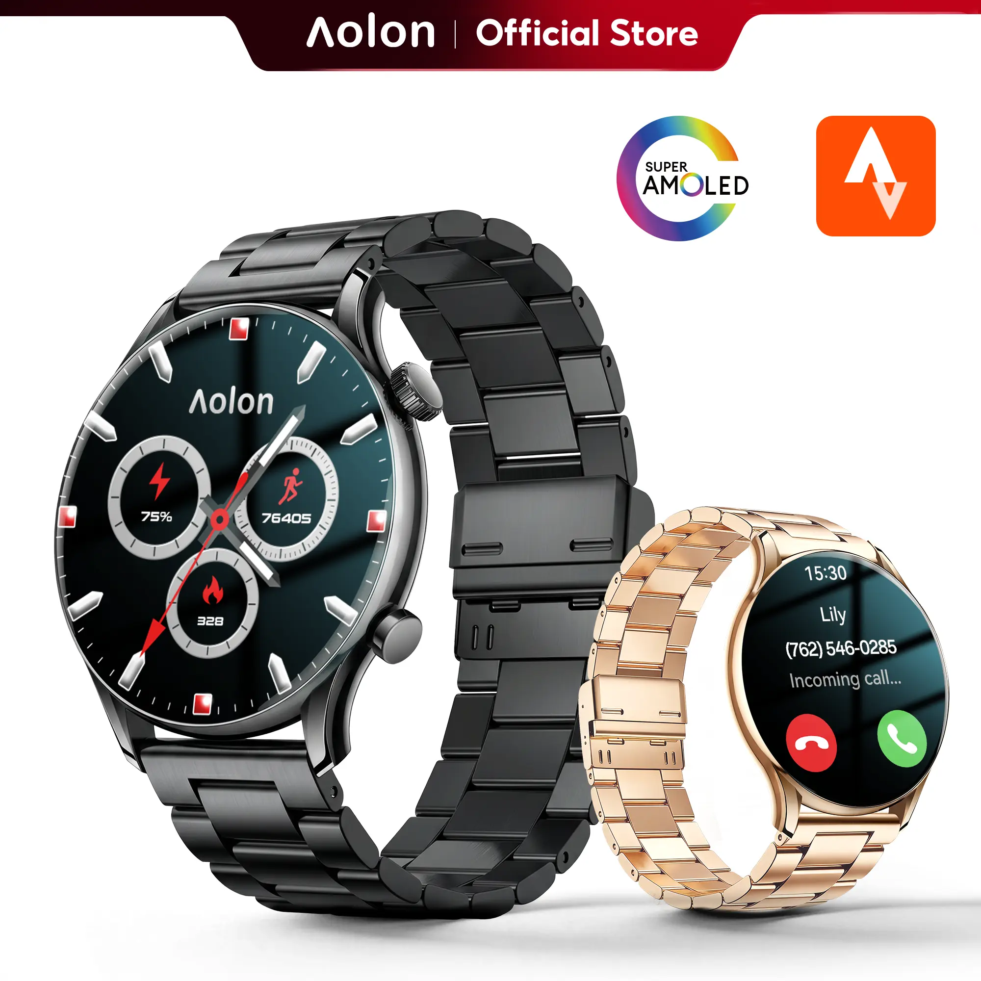 Aolon GTR3 Unisex Smart Wristwatch: 1.43" AMOLED Always-On Display, Sleek Business Design, Health & Calorie Tracking, Music Control, Fast Charging, 120-Hour Battery, iOS & Android Compatible, A great gift for men & women.#summerwins#SummerFinds