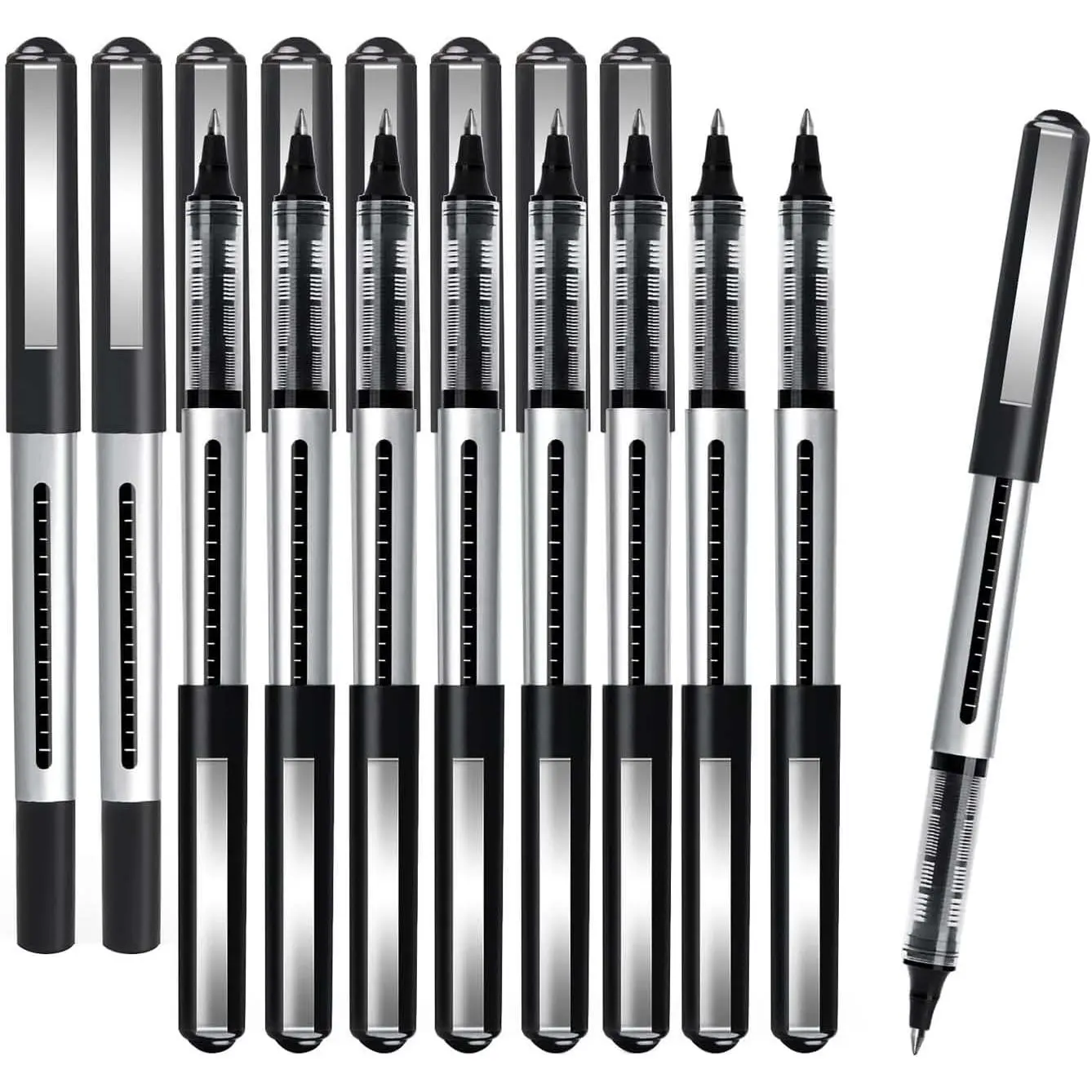 Rollerball Pens Fine Tip: 16 Pack 0.5mm Black Pens for Note-Taking, Writing, Signature, Office, Journaling, Stationary Supplies