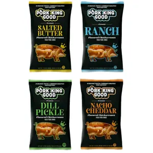 pork king good 4-pack  salted butter, ranch, dill pickles, Nacho