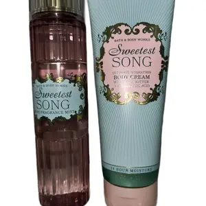 Bath and Body Works Sweetest Song Lotion & Body Spray Set with Shea Butter & Hyaluronic Acid for 24 Hour Moisture