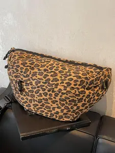 Atmosphere, practical texture, woven leopard print chest bag, multi zipper pocket design, retro casual versatile large capacity crossbody bag, suitable for daily commuting, shopping, gatherings, and socializing, Crossbody Fanny Pack