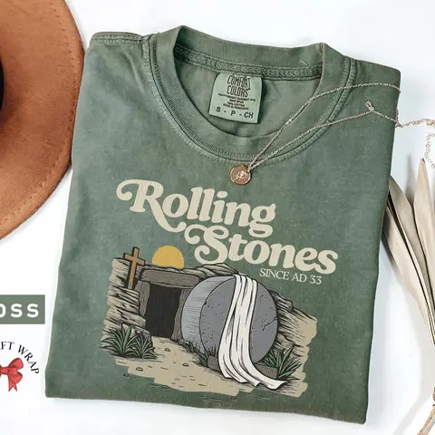 Comfort Colors Rolling Stones T-Shirt, Easter Clothes, Jesus Apparel, Catholic Shirt For Kids, Gift For Christian Woman, Faith-Based Tee