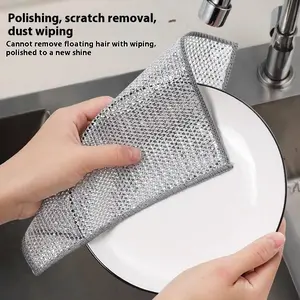 Durable Multi-Purpose Dish Scrubber, 10-Pack Thick Scratch-Resistant Cleaning Pads for Tough Stains, Gentle on Cookware, Dry and Wet Use Kitchen Brushes Sponges，10 Counts Dishwashing Rags，Wire Dishcloths