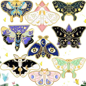 9 count Butterfly Lapel Pins Set Cool Steampunk Butterfly Brooches Pins Assorted Badges for Backpack Hats Clothes
