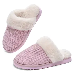 OOW Women's Cozy House Slippers Memory Foam Soft Warm Fuzzy Slippers for Indoor & Outdoor Use Soft Knit Comfort Easy Slip-On Design Footwear Girl