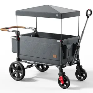 EVER ADVANCED All-Terrain Outdoor Folding Camping Wagon, Side-Unzip Stroller Wagon for 2 Kids, 2-in-1 Bench Mode, Spica Cast & Special Needs Friendly, JPMA Certified, UV Canopy for Zoo, Beach & Travel