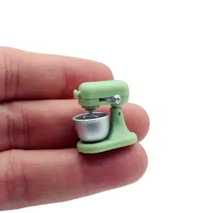 1:12 Scale Miniature Lightweight Blender Model Ornament, Resin Material, No Power, Metal Texture Mixing Bowl, Dollhouse Decor, DIY Kitchen Scene