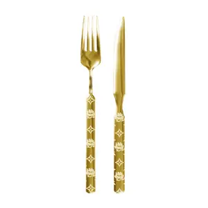 4 Piece Gold Monogram Silverware Set