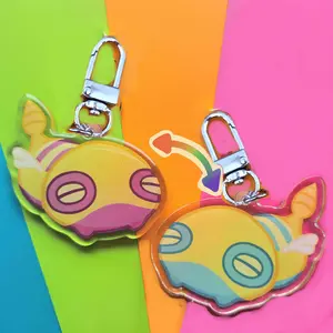 Dragonfly Double Sided Glitter Epoxy Keychain with U-Shaped Clasp