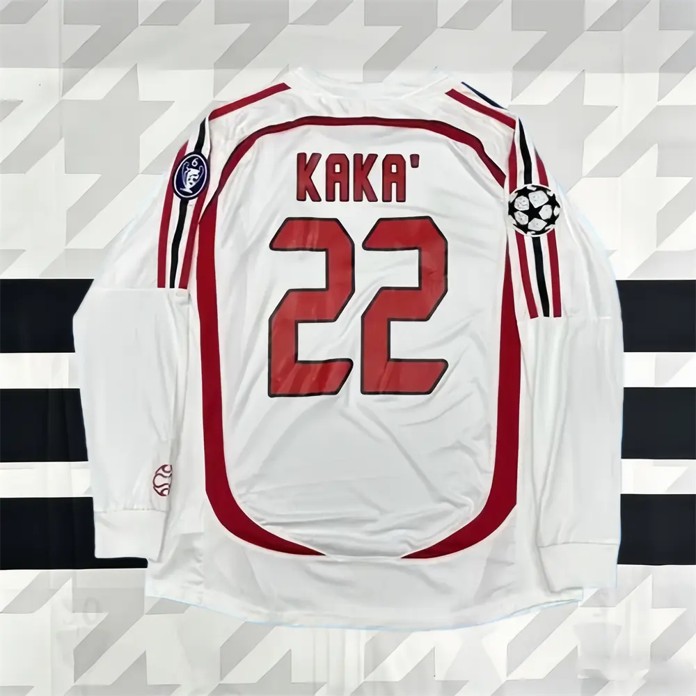 06-07 Season Away White Kaka #22 Long-Sleeve Soccer Jersey