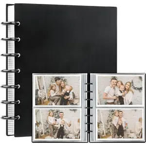 Photo Album 4x6 Picture Holder Book Sleeves Holds 120 Horizontal Photos DIY Picture Albums with 30 Removal Inner Pages for Wedding, Black