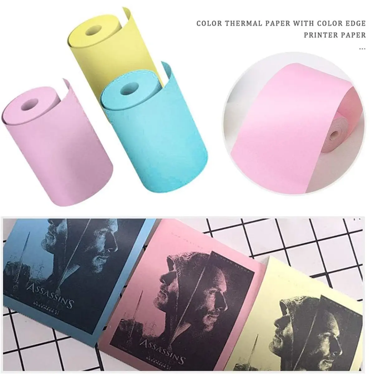 Mini Printer Sticker Paper, 57*25mm Universal Self-adhesive Roll Paper, Pocket Printer Printable Sticker Paper for Thermal Printer, Sticky Label, Labels for Printers, Label Printing