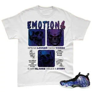 Foamposite One Galaxy Graphic Tee, Emotions Skull T-shirt Match Foamposite One Galaxy Purple Black Blue Sneaker