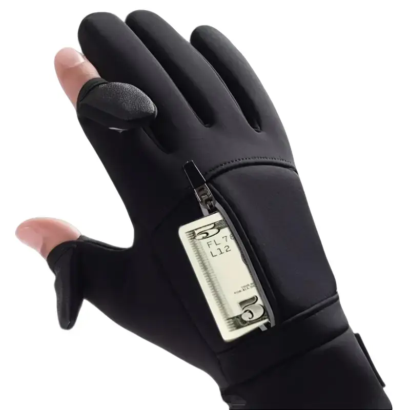 Men'S Thermal Gloves Windproof Cold Weather Gloves with Touchscreen Compatibility, Zipper Closure & Breathable Mesh Back - Thermal Insulated Winter Gloves for Skiing, Cycling, Running, Fishing, Golf