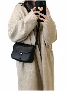 Women's 1 Piece Solid Color Saddle Bag, Fashionable Adjustable Strap Crossbody Bag, Simple Design All-match Bag for Daily Used