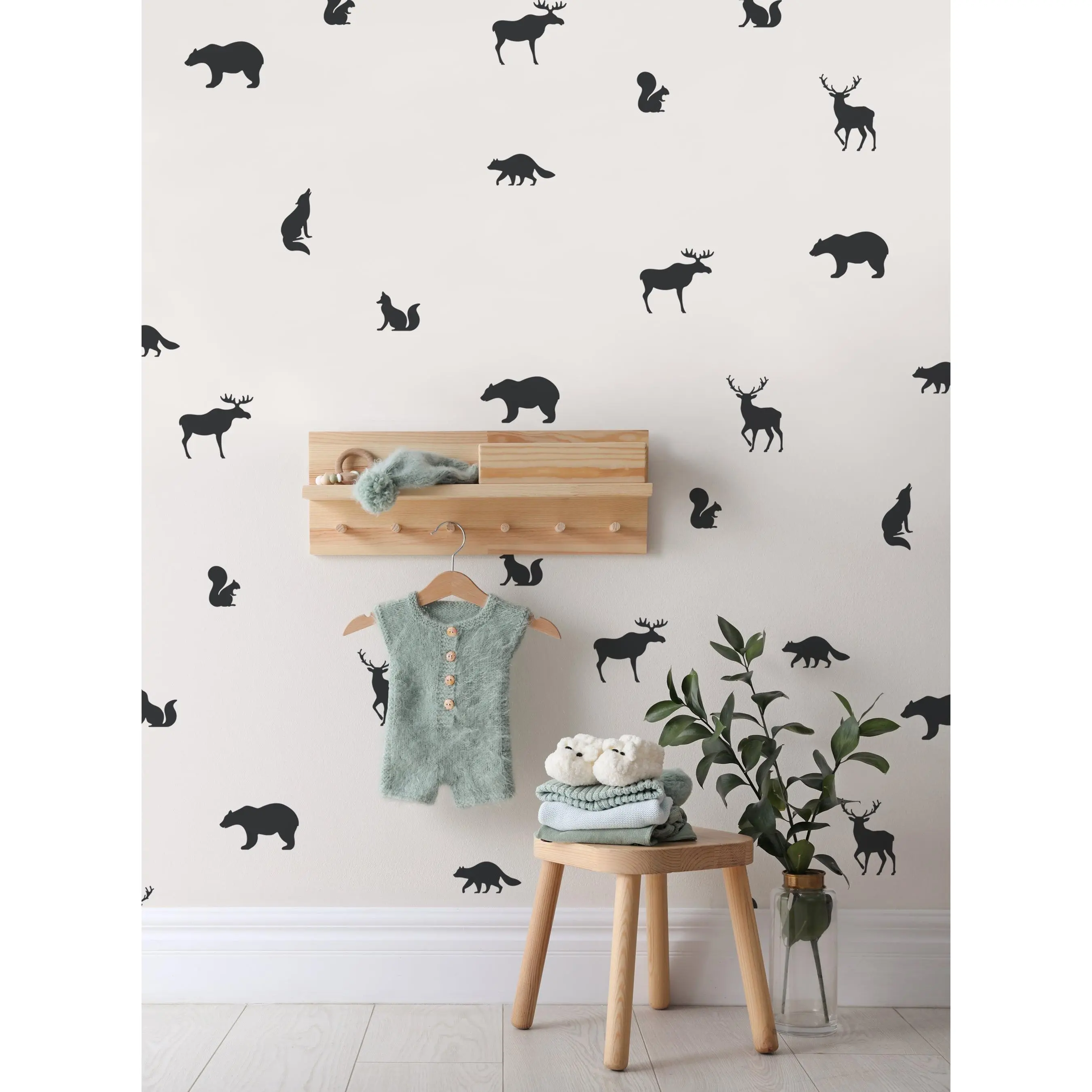 Forest Animals Decorative Adhesive Stickers - 42 Pieces, Home Decor Nursery Decor for Kids’ Spaces, Other Room Accents, Children’s Room