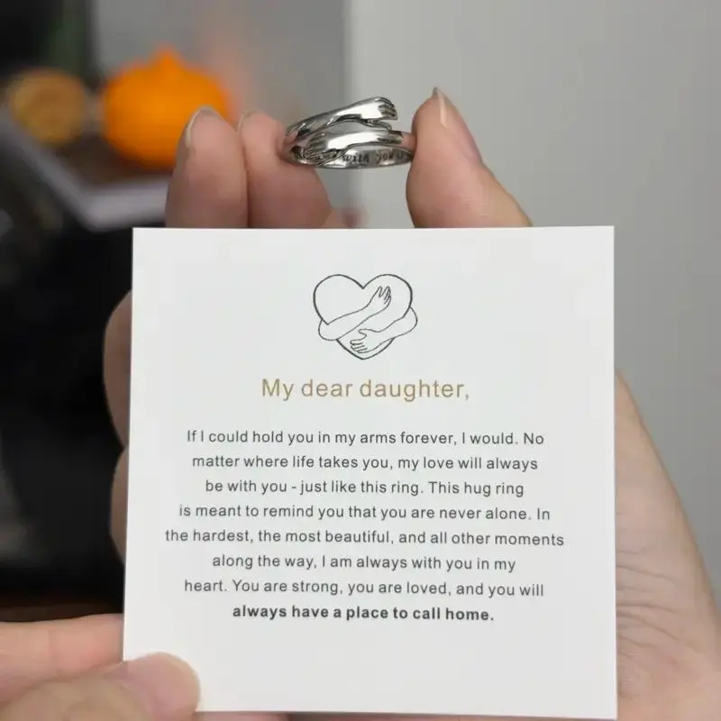 Hug Ring - Stainless Steel, Flexible, Hypoallergenic, Durable Symbol of Love and Protection for Daughter, Comfortable