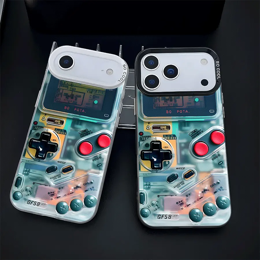 Retro Creative Handheld Game Console Pattern Laser Smartphone Casing, Shockproof Protection for iPhone 17 Air/16 Plus/15 Pro Max/14 Pro/13/12/11/XS Max/X Devices, Ideal Holiday Gift for Loved Ones