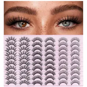 30 Pairs False Eyelashes Set - Wispy Fluffy 3D/4D Volume Lashes, Natural Look Reusable Strip Lashes with 3 Mixed Styles (8mm-14mm), Easy to Apply for Everyday Glam