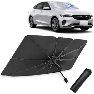 2025 Upgraded  Windshield Sun Shade Umbrella, Foldable  Umbrella Sunshade with UV Block  Front Window, Ten Strand Convex Umbrella Frame Retractable Sunscreen for  /SUV (Black)