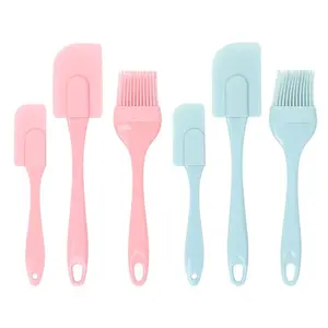 Silicone Baking Spatula Set, 3 Counts/set Non-stick Heat Resistant Cream Butter Spatula & Brush, Kitchen Essentials for Cooking, Grilling, Baking, Baking Tools