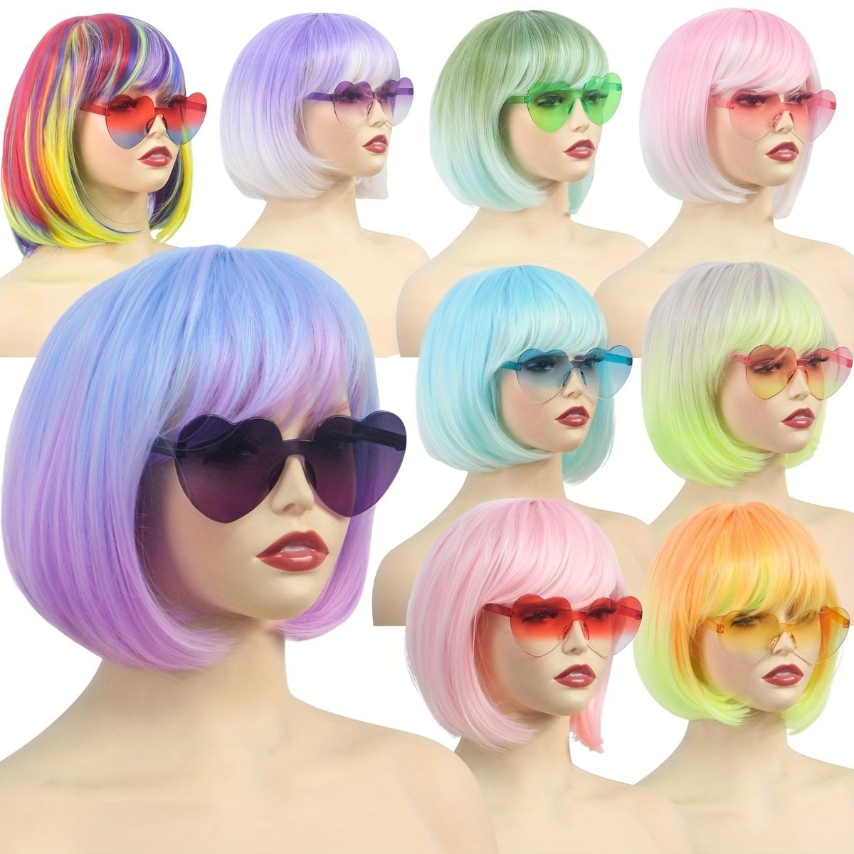 Set of 3 for Women'S 8-Inch Gradient Bob Wig (Includes Glasses, Wig Cap, And Wig)