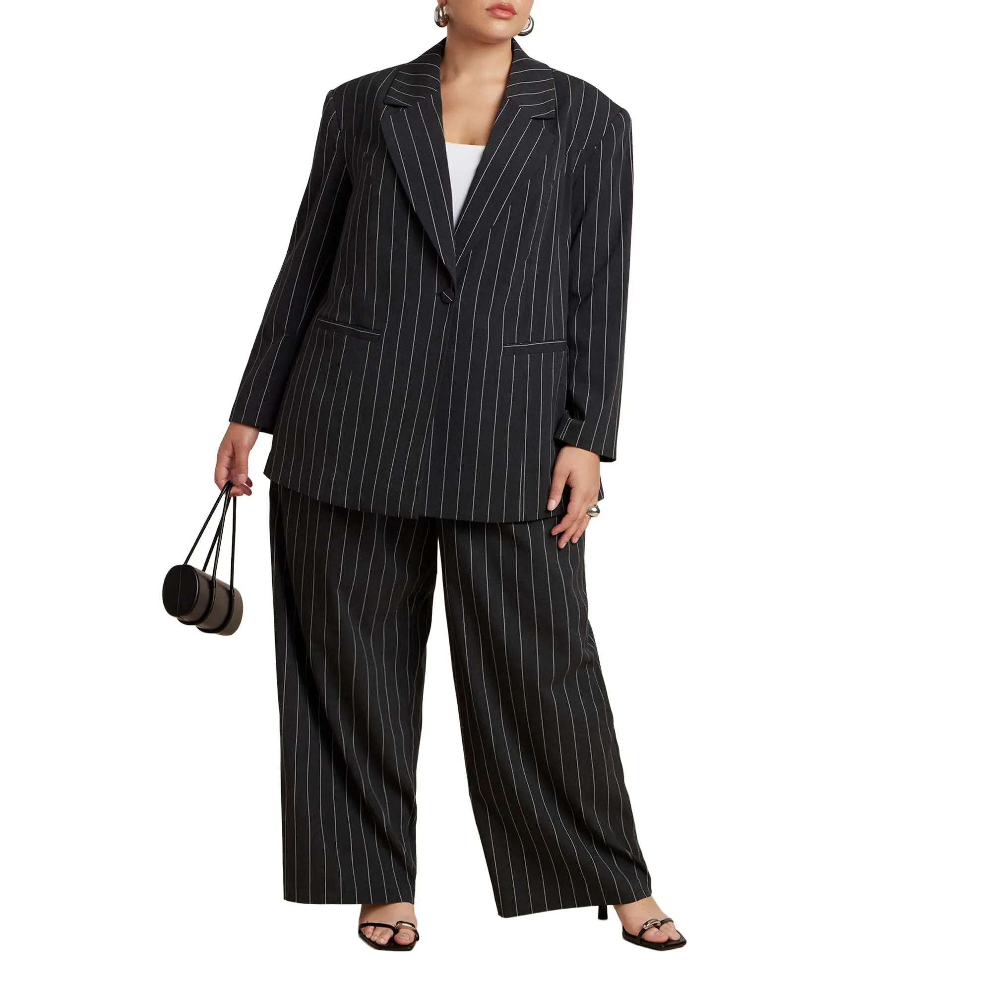 ELOQUII Women's Plus Size Wide Leg Pinstripe Trouser ELOQUII Women's Plus Size Wide Leg Pinstripe Trouser