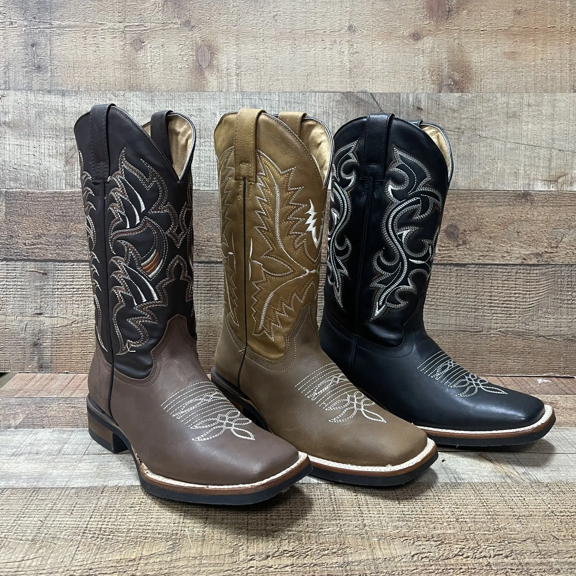 Men's Western Cowboy Rodeo Boots Bulldog Toe Genuine Cow Leather Handmade in Mexico Est. 380