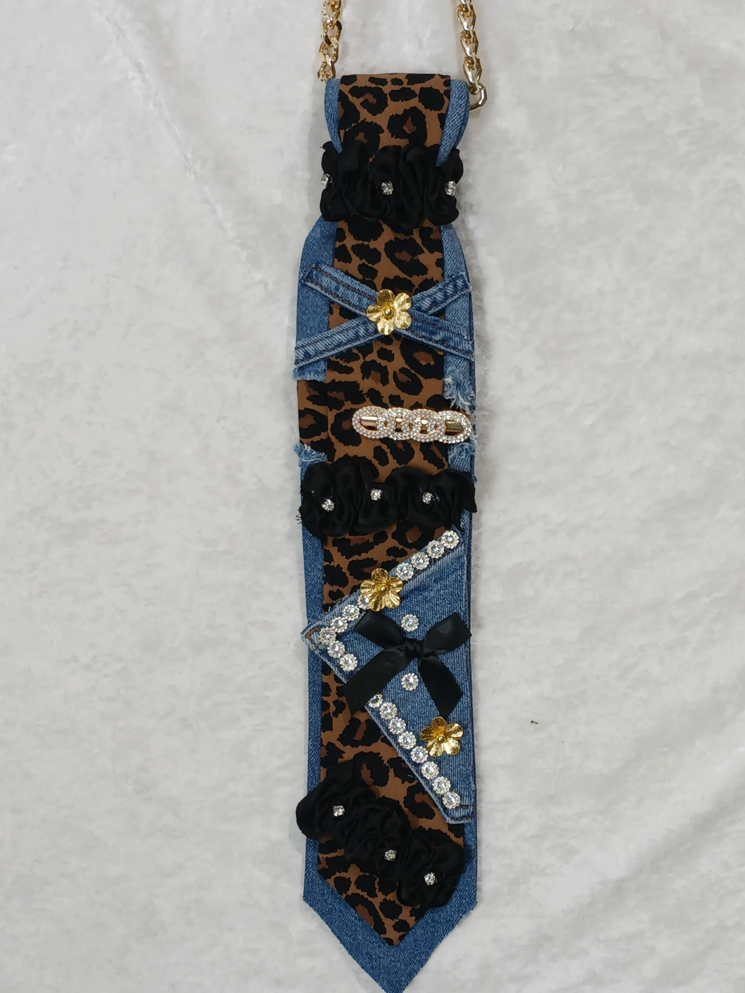 Denim/Cheetah Print Custom Tie