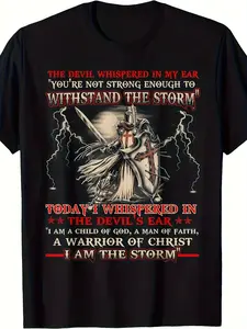 Knights Templar "I Am Storm" Men's & Women's Christian T-Shirt - Medieval Order Logo Print, 220GSM Pure Cotton Short Sleeve Shirt, Retro Unisex Top for Casual Wear & Knights Templar Gifts