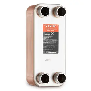 VEVOR Heat Exchanger, 5"x 12" 30 Plates Brazed Plate Heat Exchanger, Copper/316L Stainless Steel Water To Water Heat Exchanger For Floor Heating, Water Heating, Snow Melting, Beer Cooling