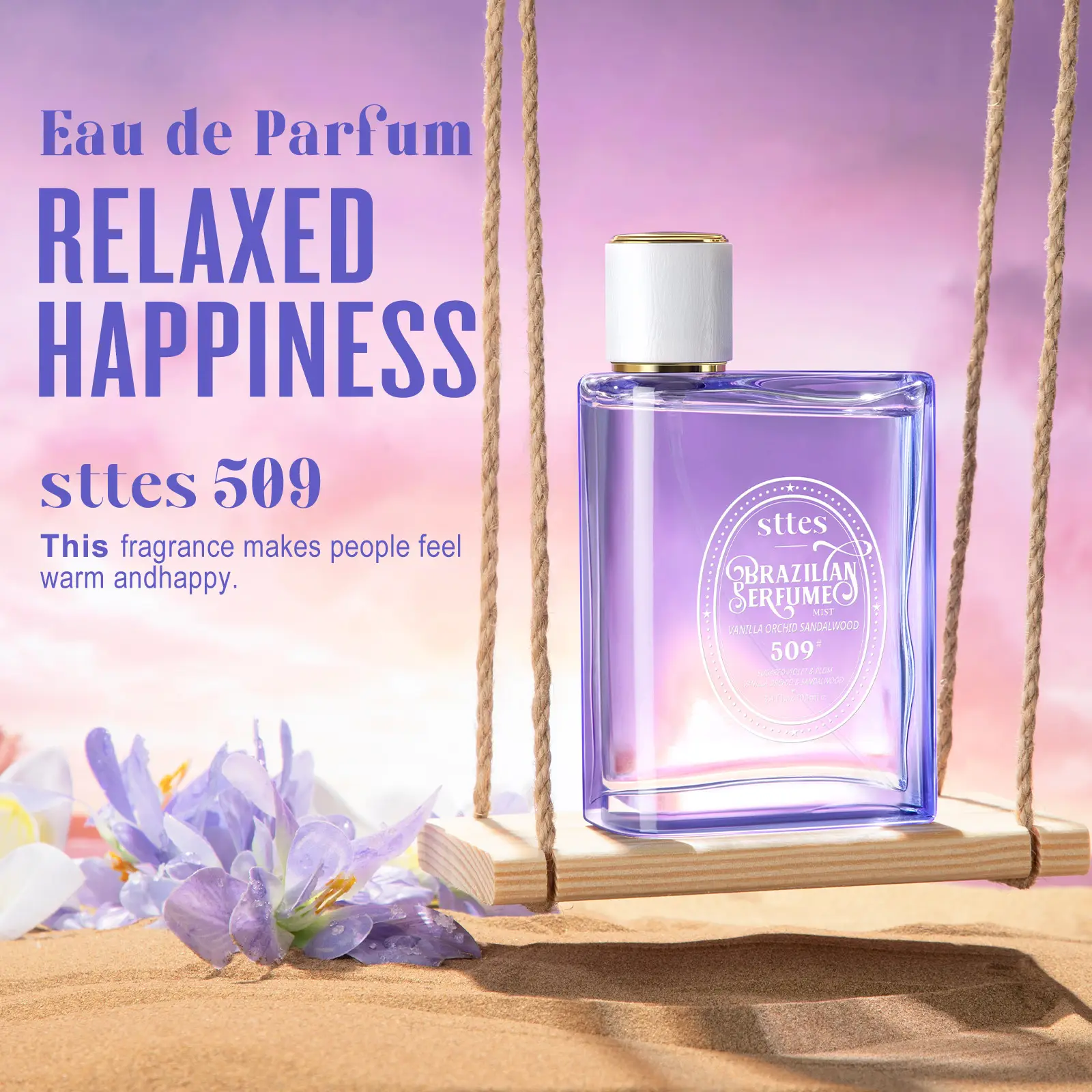 Sttes Perfume 509#（VANILLA ORCHID SANDALWOOD） - Eau De Perfume 100ml (3.4fl Oz) Woody food tune (Vanilla+Orchid+Sandalwood)