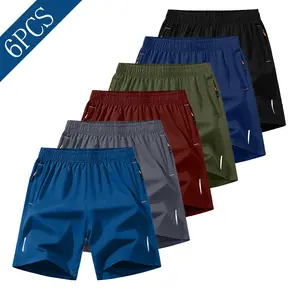 Men's Summer Quick-Dry Athletic Shorts Six-Pack - Breathable & Lightweight for Gym Workouts, Outdoor Activities, and Lounging at Home