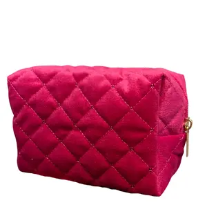 Fuchsia Quilted Makeup Bag