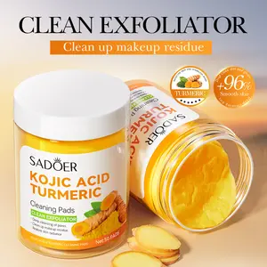 Turmeric and Kojic Acid Cleansing Pads, Exfoliating Facial Pads for Acne and Dark Spots, Coconut