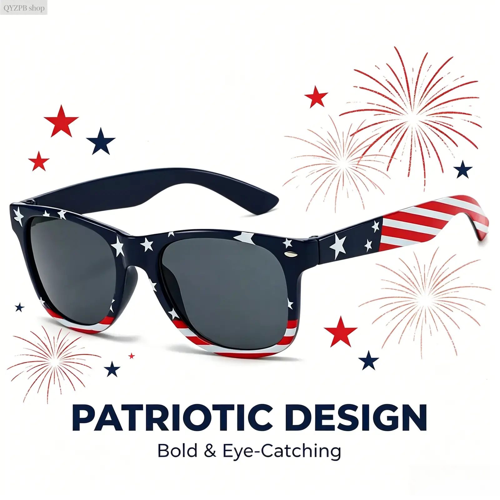 Unisex Patriotic American Flag Sunglasses - Trendy Casual, UV Blocking, Outdoor Fashion, Street Style, Lightweight Large Shades with Unisex Fit Ease for 4th of July Parties, Trendy Casual Sunglasses