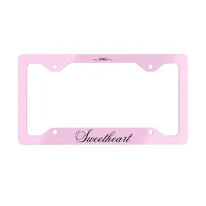 Sweetheart Metal License Plate Frame | Coquette Car Accessories | Pink Car Accessories | Aesthetic License Plate Frame | Cute Car Decor